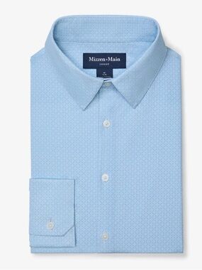 Mizzen+Main Light Blue Micro-Pattern Dress Shirt